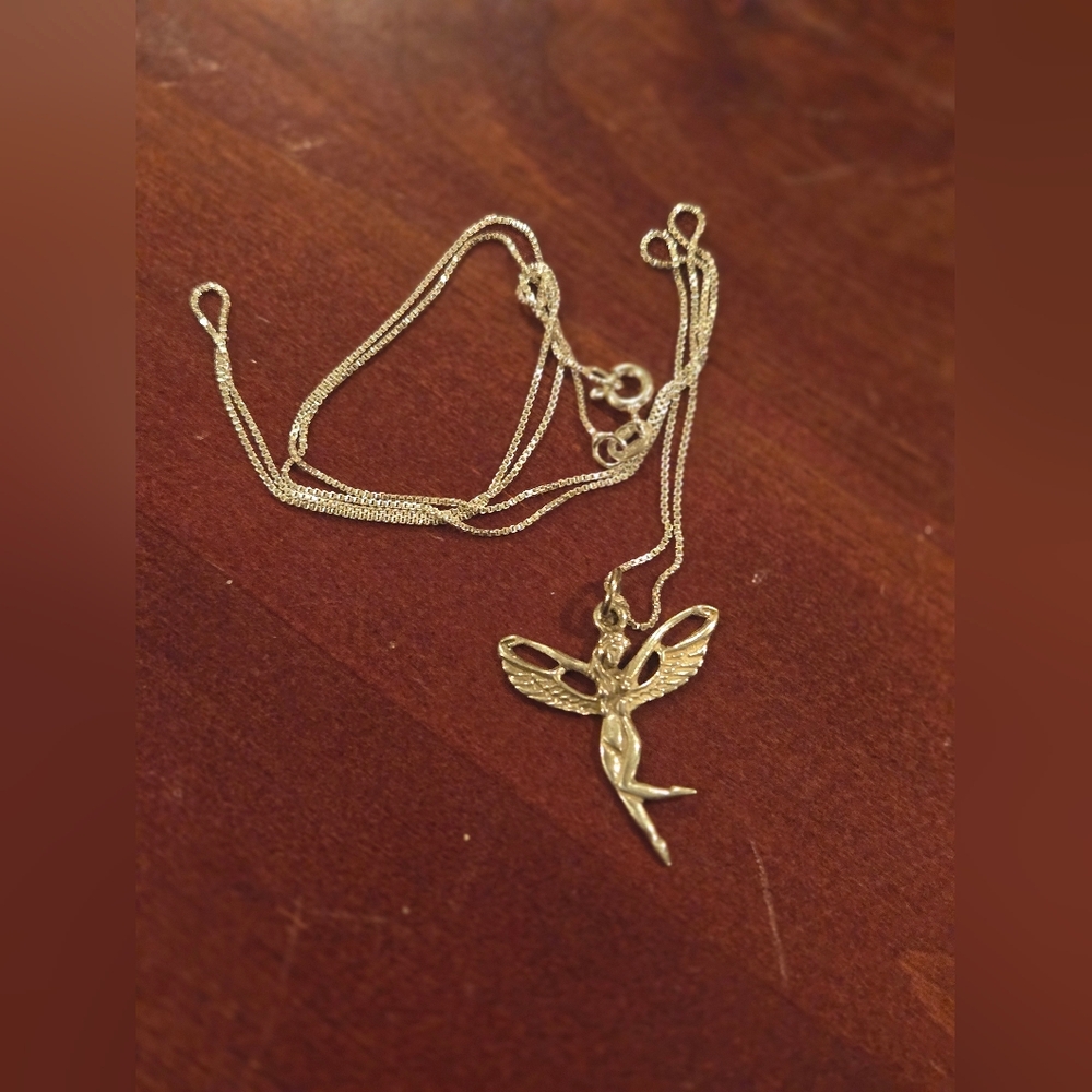 Sterling Silver Winged Fairy Goddess Pendant Necklace - Picture 5 of 8